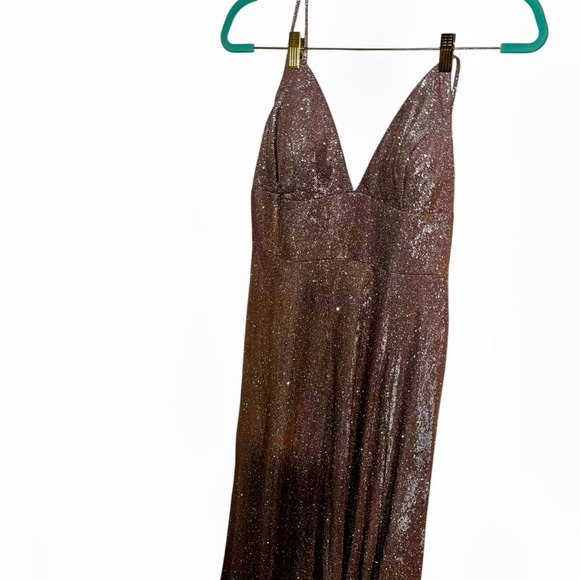 Windsor Miranda Rose Gold Glitter Maxi Formal Gown dress NWT new Size 15 - Picture 4 of 11